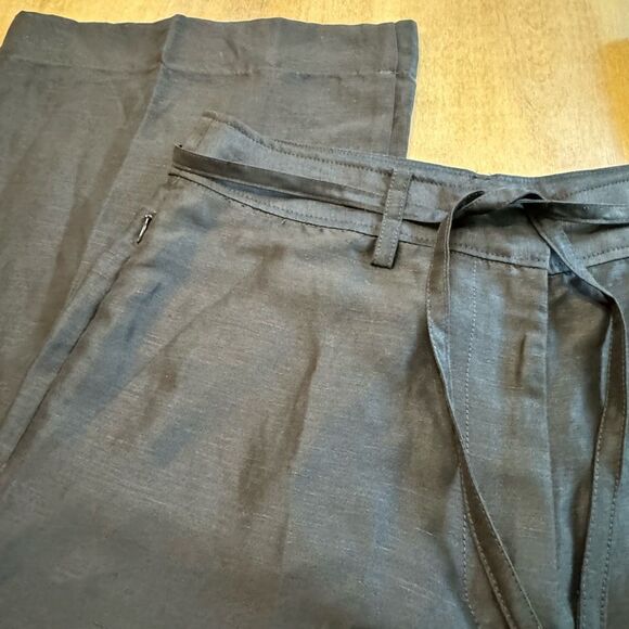 FRAME Wide Leg Linen Blend Trousers High Rise Black Size 8 - Picture 6 of 14